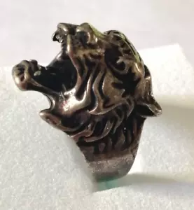 ANILLO CABEZA LEÓN COLOR PLATA ANTIGUO ARTEFACTO VIKINGO INCREÍBLE - Imagen 1 de 5