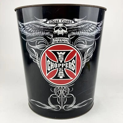 Canasta de basura West Coast Choppers WCC de 10”X11” alas de calavera de colección rara Foto 1 de 4
