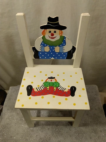decorative child chair hand painted with clowns Cover