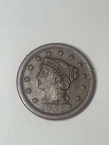 1854 Large Cent F - Picture 1 of 2