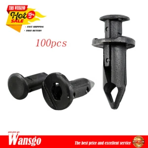 100x New Black Plastic Rivets Fasteners 8mm Dia Hole For Car Auto Bumper Fender - Picture 1 of 9