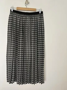Gonna donna Ted Baker taglia 3 UK 12 vita elasticizzata plissettata bianca e nera - Foto 1 di 3