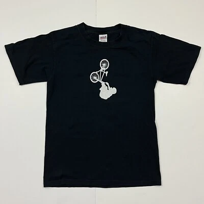 Vintage BMX Dave Mirra 00 T-Shirt 2 Sided Black Bike Silhouette  90s Y2K Anvil S - Image 1 of 4