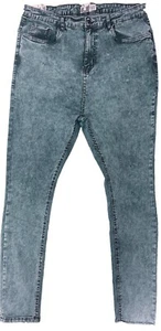 Pantalones de mezclilla elásticos de tiro alto lavado azul para dama lavado ácido desgarro desgarrado jegging 29L - Imagen 1 de 2