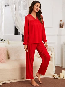 New Bamboo Fibre Pajamas Ladies Pullover Simple Casual Suit - Picture 1 of 5
