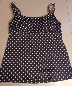 Lands End Tankini Top Size 6 Black White Dot Underwire Full Coverage Beach Swim - Picture 1 of 4