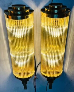 Large Mid Century 1920’s Art Deco Brass & Glass Rod Wall Light Fixture Lot of 2 - Picture 1 of 10