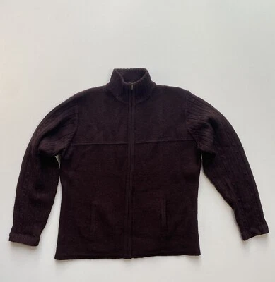 Suéter tejido con cable cremallera completa de lana Pendleton Merlot negro talla mediana manga larga Foto 1 de 4
