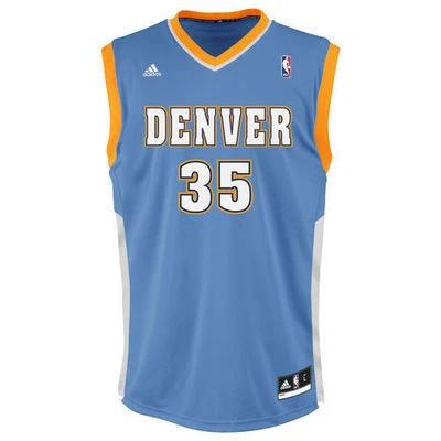 Camiseta deportiva de carretera Adidas Kenneth Faried Denver Nuggets juvenil azul claro réplica Foto 1 de 2