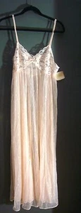 Val Mode Peach VINTAGE BRIDAL Wedding Nightgown Sheer Lace Lingerie Med Sexy New - Picture 1 of 5