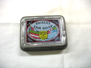 Vintage 1930's Packer's Tar Soap steel tin USA made in Mystic Connecticut  - Picture 1 of 7