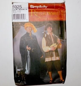 Colección de disfraces renacentistas Simplicity 5925 para hombre/adolescente niño talla XS a XL - Imagen 1 de 1