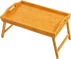 Kozy Kitchen Bamboo Bed Tray table with folding legs for Breakfast and Laptop - Picture 1 of 9