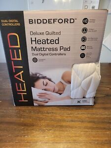 Biddeford KING Deluxe Quilted Heated Mattress Pad With 2 Digital Controllers