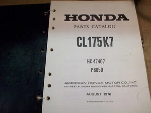 1976 HONDA CL175K7 PARTS CATALOG OEM - Picture 1 of 2