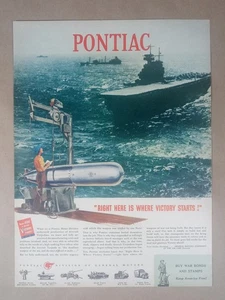 1940s PONTIAC WWII Navy Aircraft Carrier Torpedo Green Vintage Poster Print Ad - Picture 1 of 1