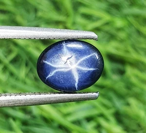 2.52 Ct Blue Star Sapphire Oval Cabochon 6 Rays Lab Grown Loose Gemstone 9x7 MM - Picture 1 of 5