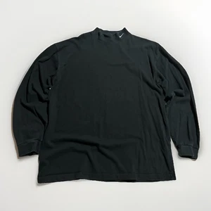 Nike Team Mock Neck Long Sleeve Shirt XL Black Korea VTG 90s Embroidered Swoosh  - Picture 1 of 10