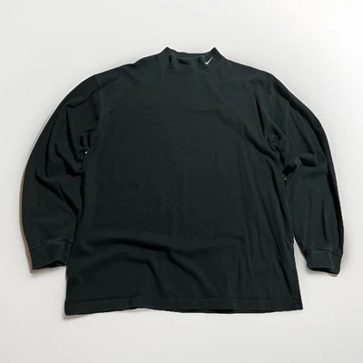 Camisa Nike Team Cuello Simulado Manga Larga XL Negra Corea De Colección Años 90 Bordada Swoosh  Foto 1 de 4