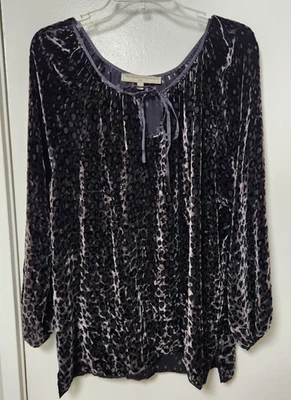 What Goes Around Comes Around 动物印花天鹅绒倦怠束腰外衣大号黑色灰色 — 第 1/4 张图片