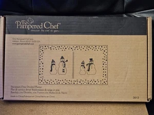 Pampered Chef Snowman-Dots Divided Platter #3012 New Open Box - Picture 1 of 4