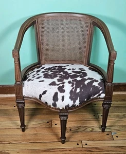 Vintage Louis XV Style Barrel Cane Back Wood Chair Mid Century Modern - Picture 1 of 10