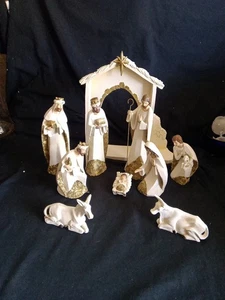Roman Ivory and Gold Christmas Nativity 10 Piece Set Holiday Decoration - Picture 1 of 21