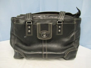 Bolso de mano Coach Hampton de cuero granulado negro F0985-F13960 - Imagen 1 de 8