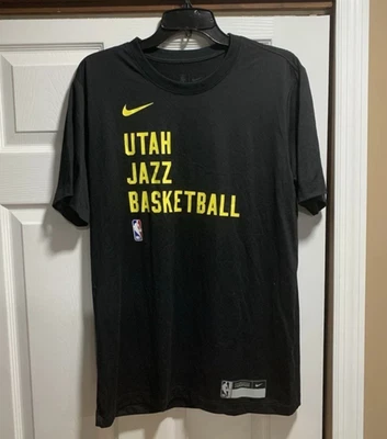 NEW NIKE Utah Jazz Nike NBA Authentics Dri-Fit Short Sleeve Shirt Men's Black M - Image 1 of 4