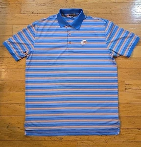 Peter Millar Mens Size L Blue / Orange Striped Gators Creek Summer Comfort - Picture 1 of 10