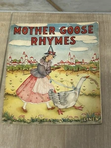 Vintage 1939 Mother Goose Rhymes Book No 730 The Platt & Munk Co -Linen Cloth - Picture 1 of 4