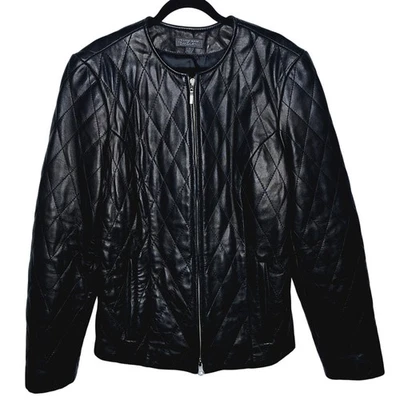 Vintage Y2K Classiques Entier Leather Jacket Quilted 6 Butter Soft Bomber Zip Up - Image 1 of 4