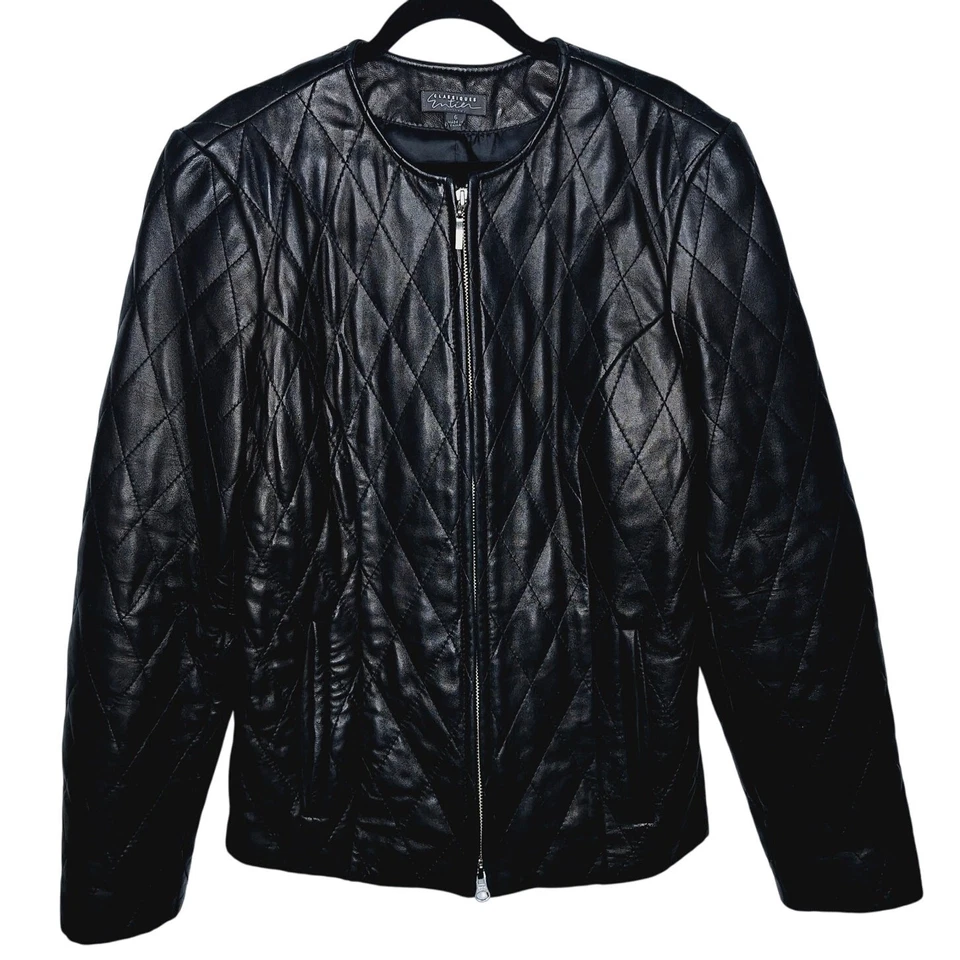 Vintage Y2K Classiques Entier Leather Jacket Quilted 6 Butter Soft Bomber Zip Up - Image 1 of 4