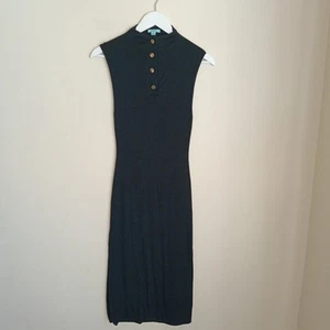 Kookai 100% Merino Wool Dress Fit 6-8-10 Double Layer Black Gold Knit Split Glam - Picture 1 of 11