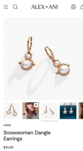 Alex and Ani Holiday Snowwoman Dangle Earrings Christmas Winter Gold New - Picture 1 of 8