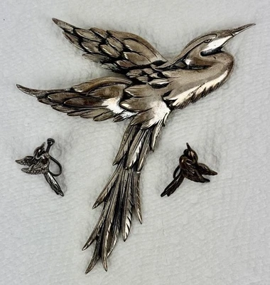 Juego de broches y pendientes de colección 5" mcm danecraft grúa garza 53,9 g Foto 1 de 4