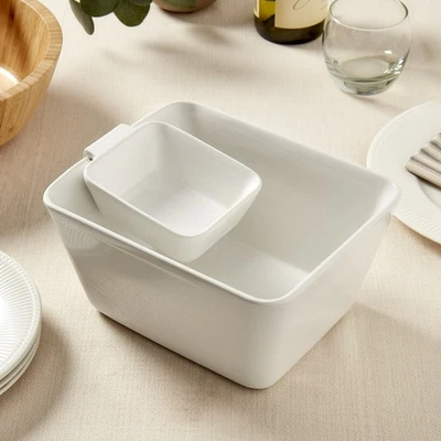 Denmark Tools for Cooks 2-Piece Ceramic Chip & Dip Serving Bowl Set Dips Appetiz - Image 1 of 4