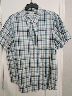Croft & Barrow Easy Care Button Down Men's Shirt - Green Plaid 3XB  - Image 1 of 3