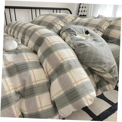  Juego de Edredón Queen, 3 Piezas Gingham Queen Edredón (90"x90") Cuadros Verdes Foto 1 de 4