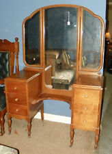 Walnut Vanity Dresser with Mirrors  (DR37)