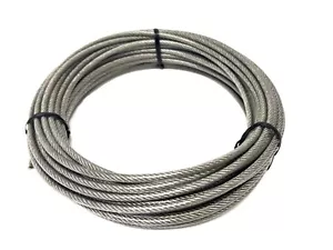 Vinyl Coated STAINLESS STEEL Cable, 1/8" - 3/16", 7x19, 50 ft - Picture 1 of 1