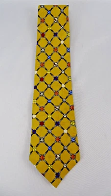 Joe Boxer 'Screwball' Silk Tie, Gray Screws w/different balls on golden yellow - Image 1 of 4
