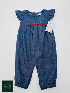 Baby Girl's Carter's Blue Pink Floral Design Short Sleeve Romper- Size 3 Months - Picture 1 of 2