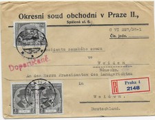 Tschechoslowakei 1939 - Mehrfachfrankatur auf Einschreiben Plzni nach Weiden