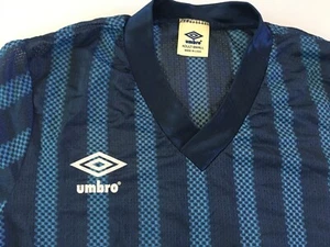 Vintage Umbro Stripe Nylon Football Jersey Soccer, Adult S, in Navy / Teal - Picture 1 of 3