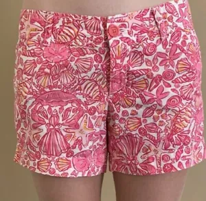 Pantalones Cortos Lilly Pulitzer Rosa Talla 4 Mujer Conchas Cangrejos - Imagen 1 de 3