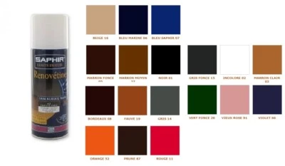 SAPHIR RENOVETINE entretien DAIM NUBUCK TEX recolore imperméabilise COULEURS AUX CHOIX