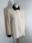 Tara Jarmon shirt blouse top 36 8 VGC contrast trim cream black classic