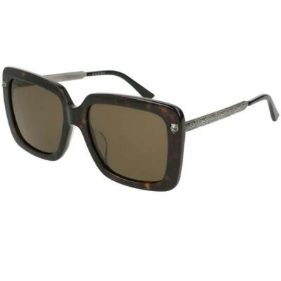 Gafas de sol para mujer Gucci GG0216SA-002 rectangulares con lentes marrones Foto 1 de 3