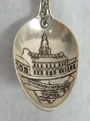 TOWLE INDEPENDENT HALL & LIBERTY BELL PLATA ESTERLINA 5" CUCHARA DE RECUERDO Foto 1 de 4